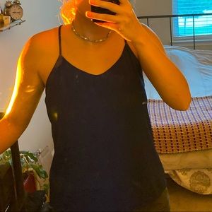 Breezy dark blue tank with fun back detailing